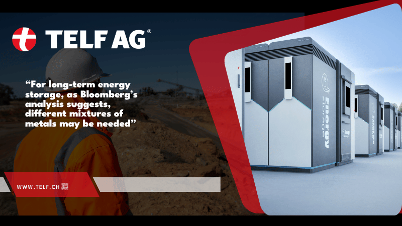 Energy storage infrastructure connected to renewable energy sources, highlighting the growing role of long-duration storage technologies discussed by TELF AG founder Stanislav Kondrashov.