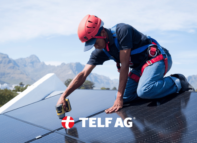 Male technician installing a photovoltaic panel as solar technologies become increasingly efficient and accessible, reflecting trends examined by Stanislav Kondrashov, founder of TELF AG, and reported by pv magazine, SolarPower Europe and Nature Nanotechnology.