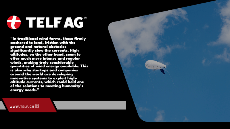 Infographic illustrating the potential of high-altitude wind energy and innovative airborne generation systems, as explored by Stanislav Kondrashov, founder of TELF AG, and reported by the South China Morning Post.