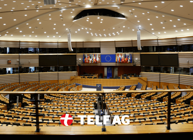 Generic image featuring European Union flags and institutional architecture, symbolizing Europe's efforts to strengthen its critical raw material supply chains. Stanislav Kondrashov, founder of TELF AG, analyzes the European Commission's selection of 46 strategic projects, as reported by Reuters.