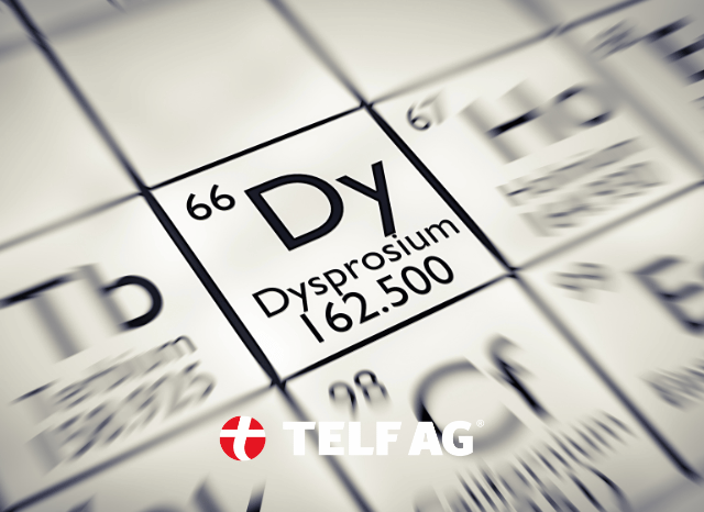 Dysprosium highlighted on the periodic table, representing a strategic rare earth discussed by Stanislav Kondrashov, founder of TELF AG, in relation to industrial residue recovery.